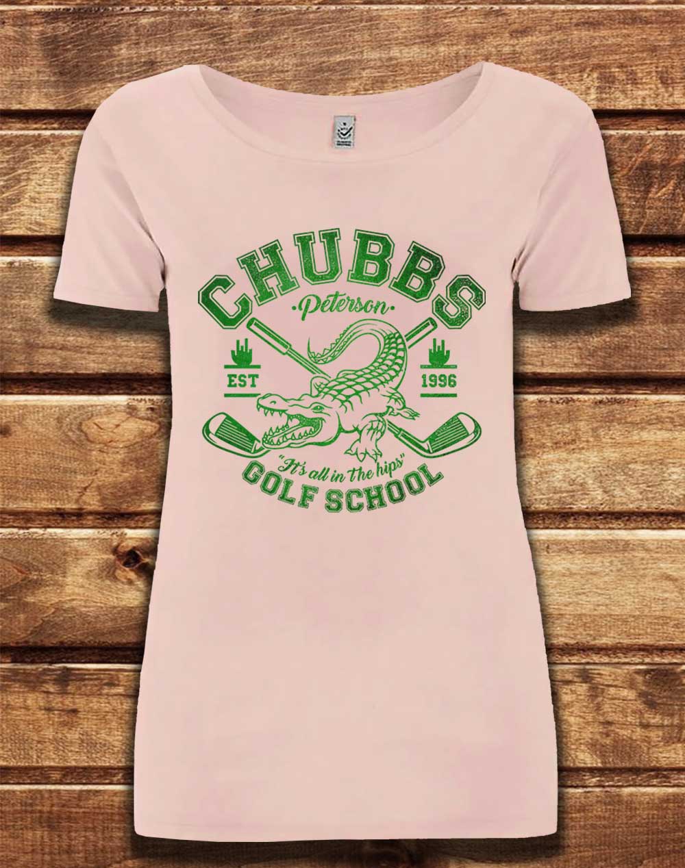 Light Pink - DELUXE Chubb's Golf School 1996 Organic Scoop Neck T-Shirt