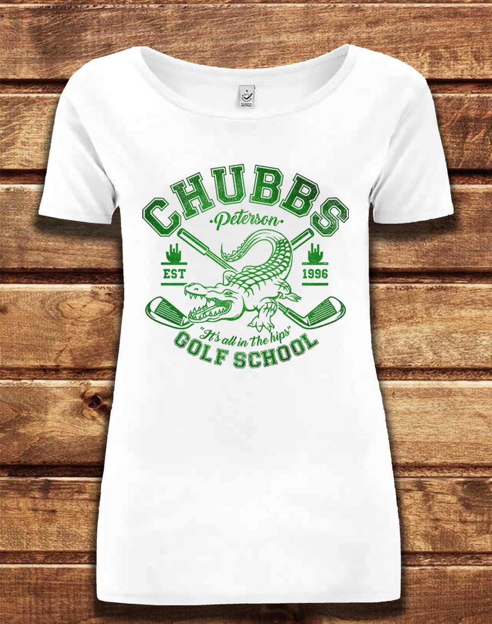 White - DELUXE Chubb's Golf School 1996 Organic Scoop Neck T-Shirt