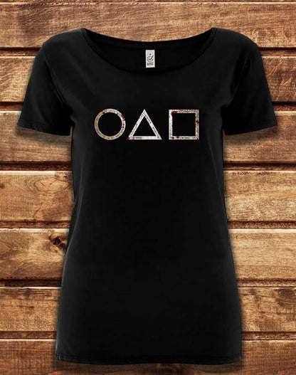 Black - DELUXE Circle Triangle Square Organic Scoop Neck T-Shirt