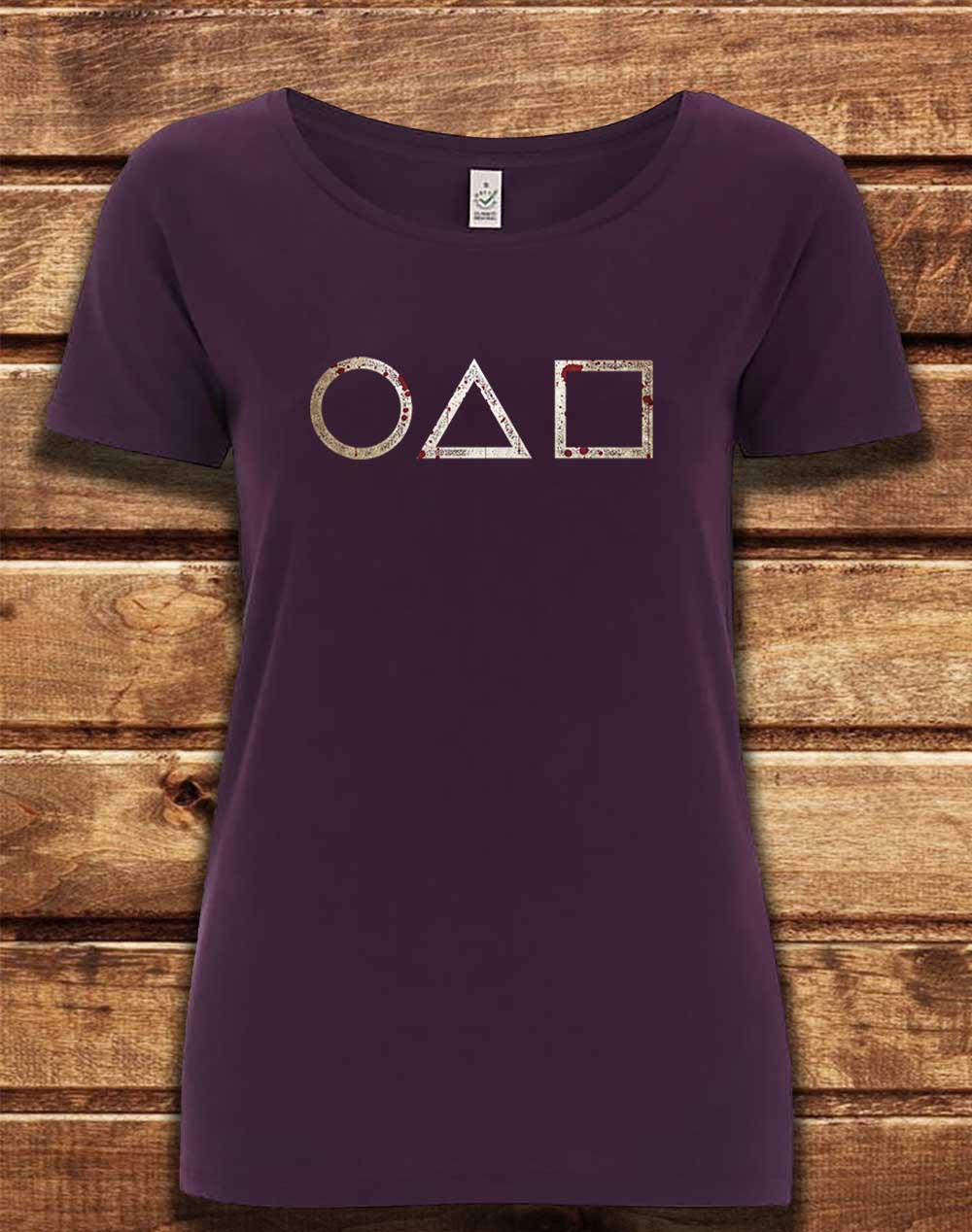 Eggplant - DELUXE Circle Triangle Square Organic Scoop Neck T-Shirt