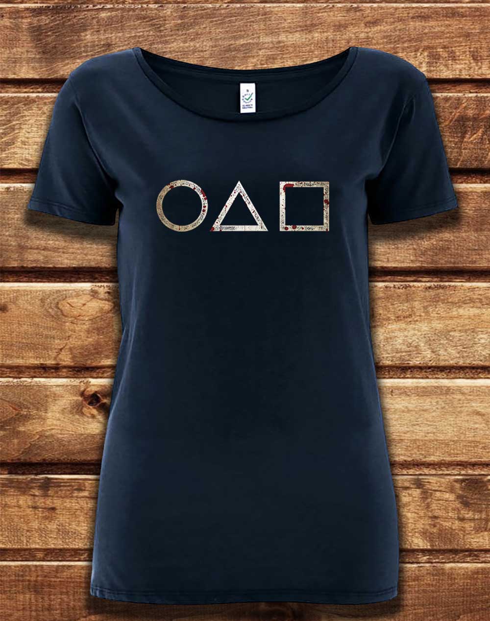 Navy - DELUXE Circle Triangle Square Organic Scoop Neck T-Shirt
