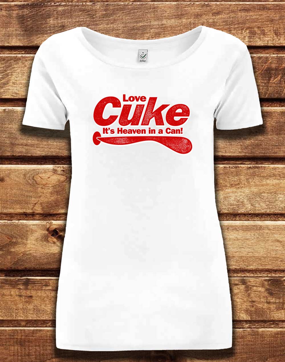 White - DELUXE Cuke Heaven in a Can Organic Scoop Neck T-Shirt