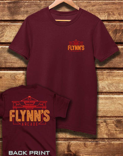 Burgundy - DELUXE Flynn's Arcade with Back Print Organic Cotton T-Shirt