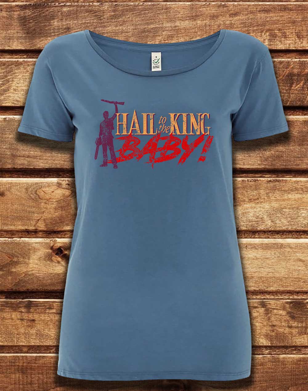 Faded Denim - DELUXE Hail to the King Baby Organic Scoop Neck T-Shirt