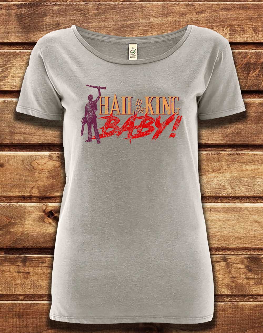 Melange Grey - DELUXE Hail to the King Baby Organic Scoop Neck T-Shirt