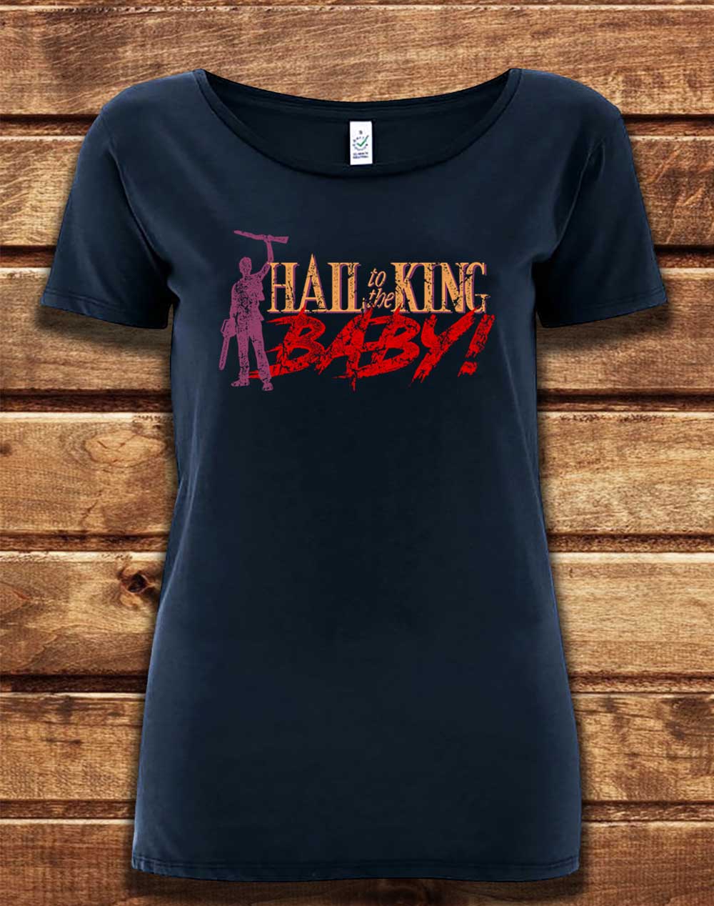 Navy - DELUXE Hail to the King Baby Organic Scoop Neck T-Shirt