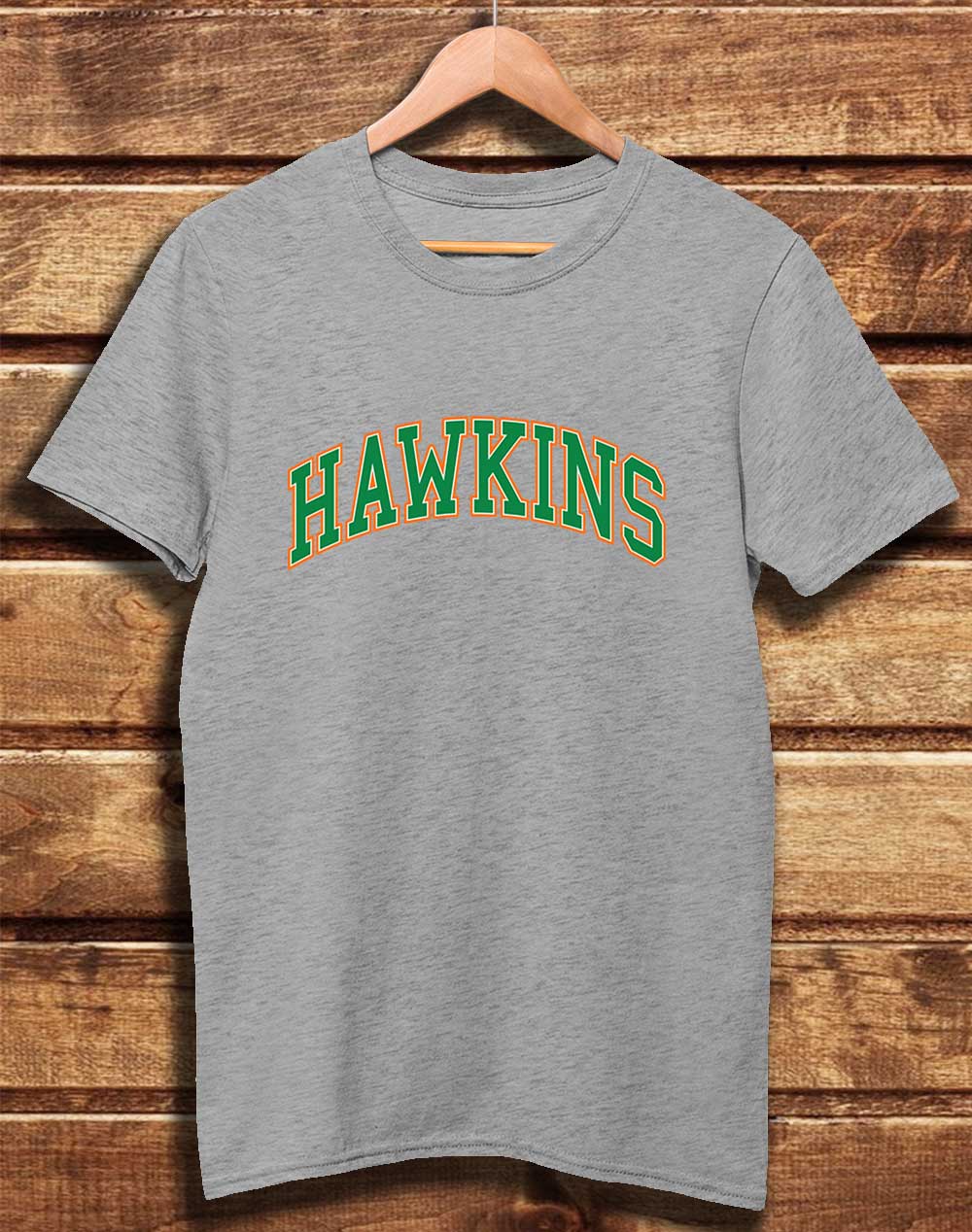Melange Grey - DELUXE Hawkins High Arched Logo Organic Cotton T-Shirt