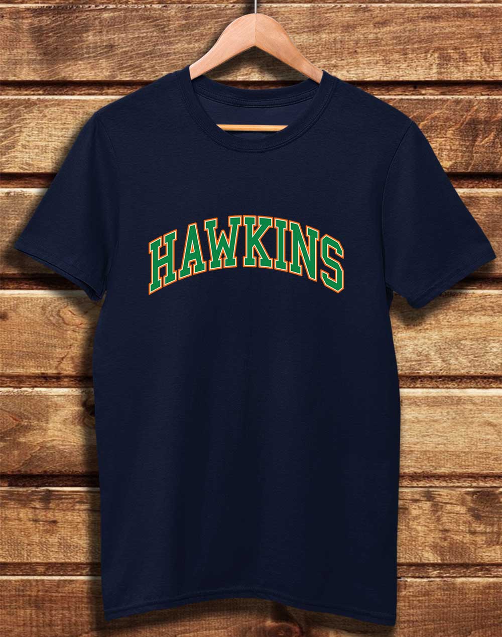 Navy - DELUXE Hawkins High Arched Logo Organic Cotton T-Shirt