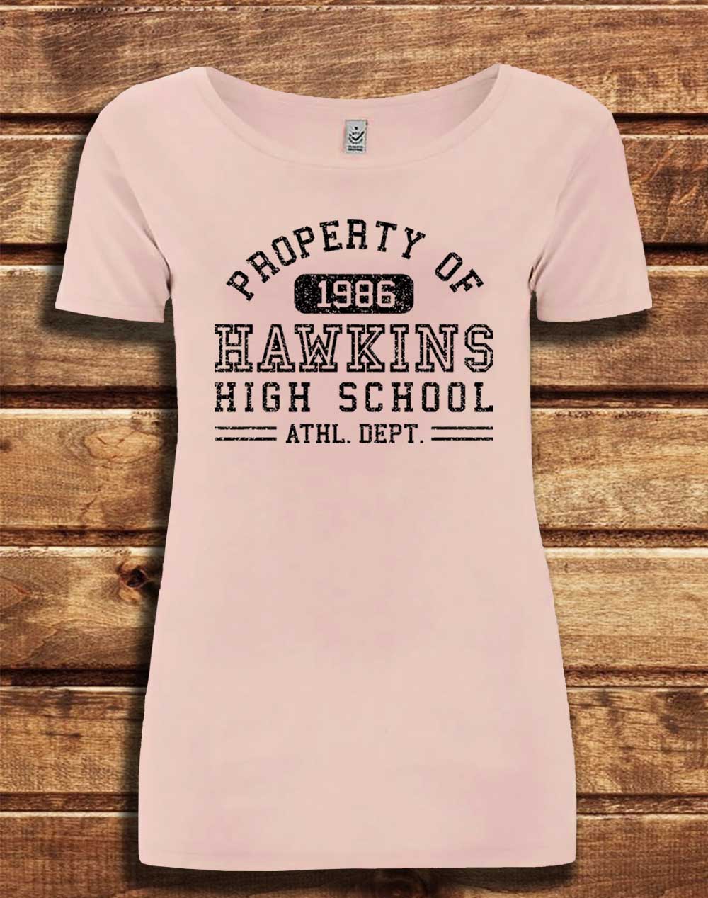 Light Pink - DELUXE Hawkins High School Athletics 1986 Organic Scoop Neck T-Shirt