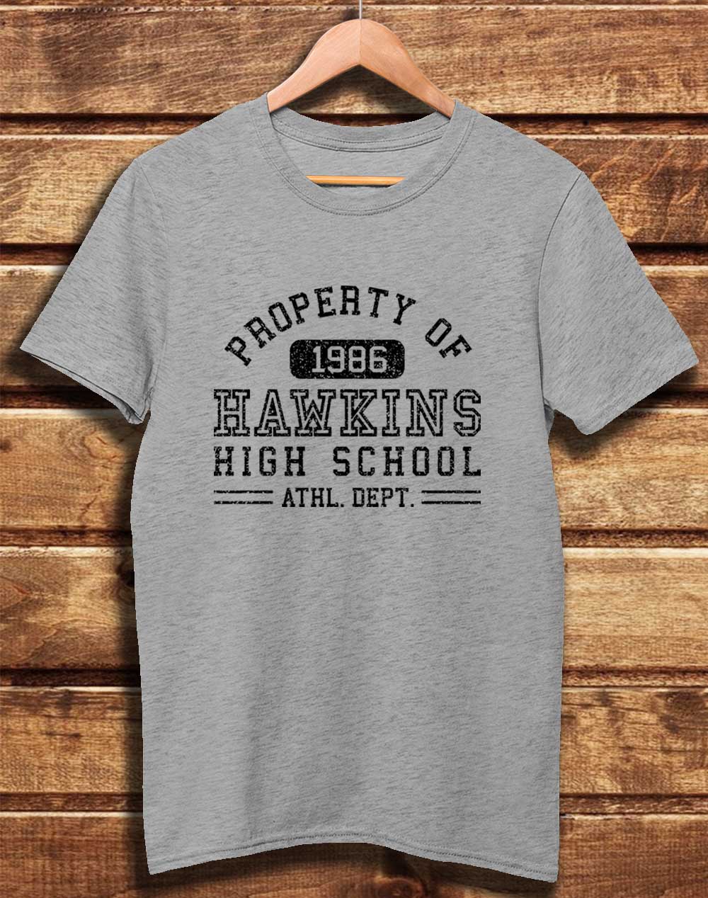 Melange Grey - DELUXE Hawkins High School Athletics 1986 Organic Cotton T-Shirt
