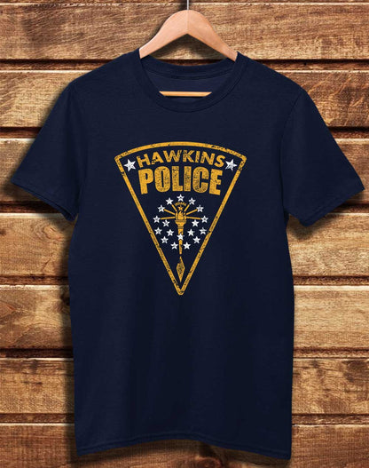 Navy - DELUXE Hawkins Police Shield Logo Organic Cotton T-Shirt
