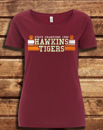 Burgundy - DELUXE Hawkins Tigers State Champs 1986 Organic Scoop Neck T-Shirt
