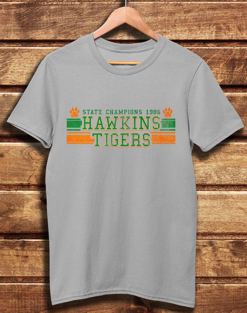 Light Grey - DELUXE Hawkins Tigers State Champs 1986 Organic Cotton T-Shirt