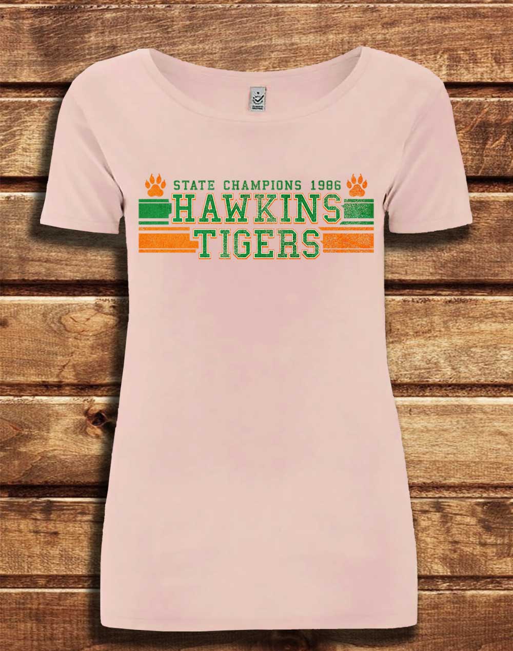 Light Pink - DELUXE Hawkins Tigers State Champs 1986 Organic Scoop Neck T-Shirt