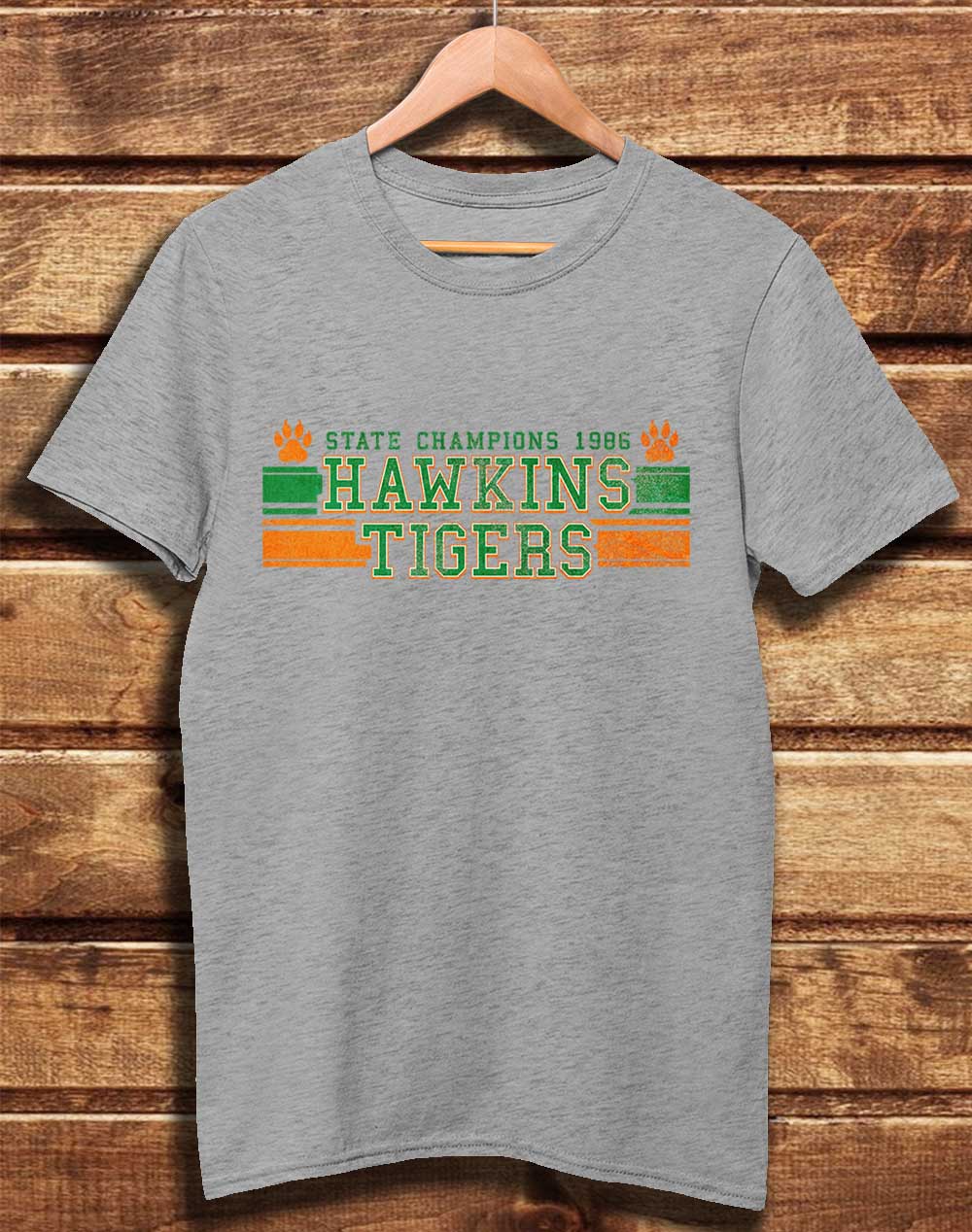 Melange Grey - DELUXE Hawkins Tigers State Champs 1986 Organic Cotton T-Shirt