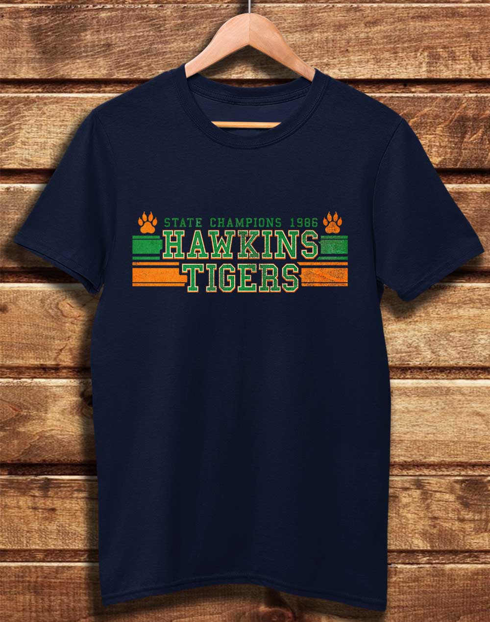 Navy - DELUXE Hawkins Tigers State Champs 1986 Organic Cotton T-Shirt