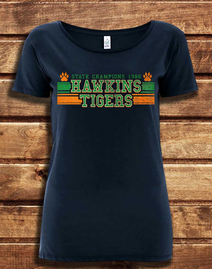 Navy - DELUXE Hawkins Tigers State Champs 1986 Organic Scoop Neck T-Shirt