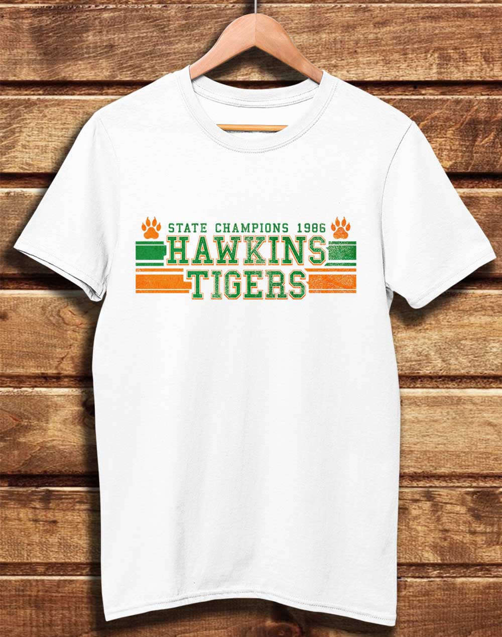 White - DELUXE Hawkins Tigers State Champs 1986 Organic Cotton T-Shirt