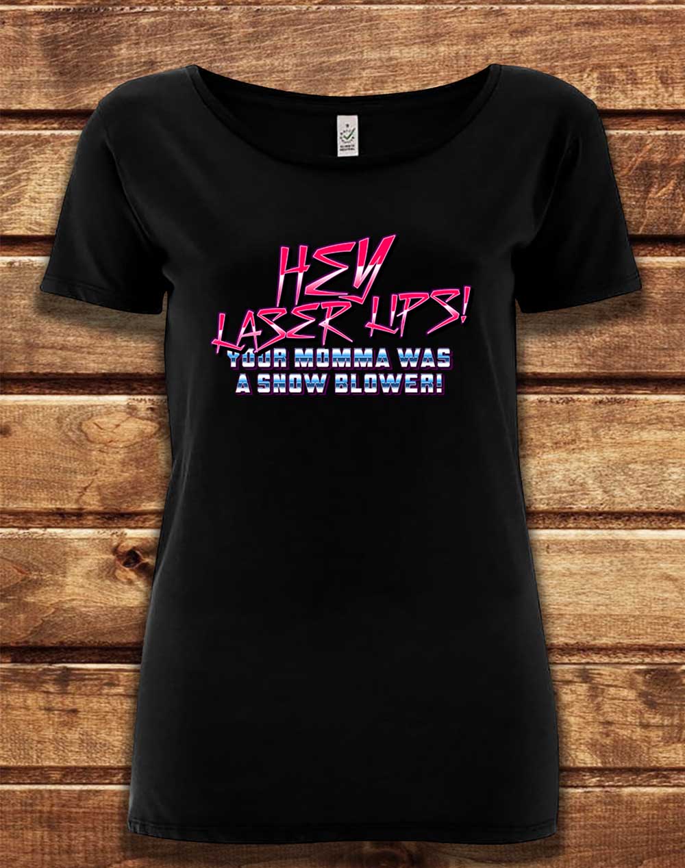 Black - DELUXE Hey Laser Lips Organic Scoop Neck T-Shirt