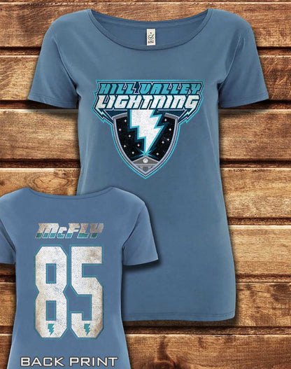 Faded Denim - DELUXE Hill Valley Lightning Organic Scoop Neck T-Shirt