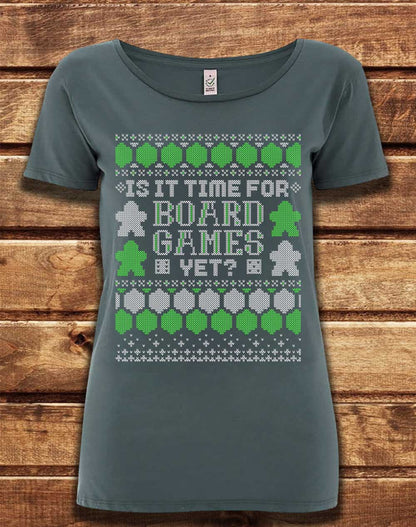 Light Charcoal - DELUXE Is It Time For Board Games Organic Scoop Neck T-Shirt