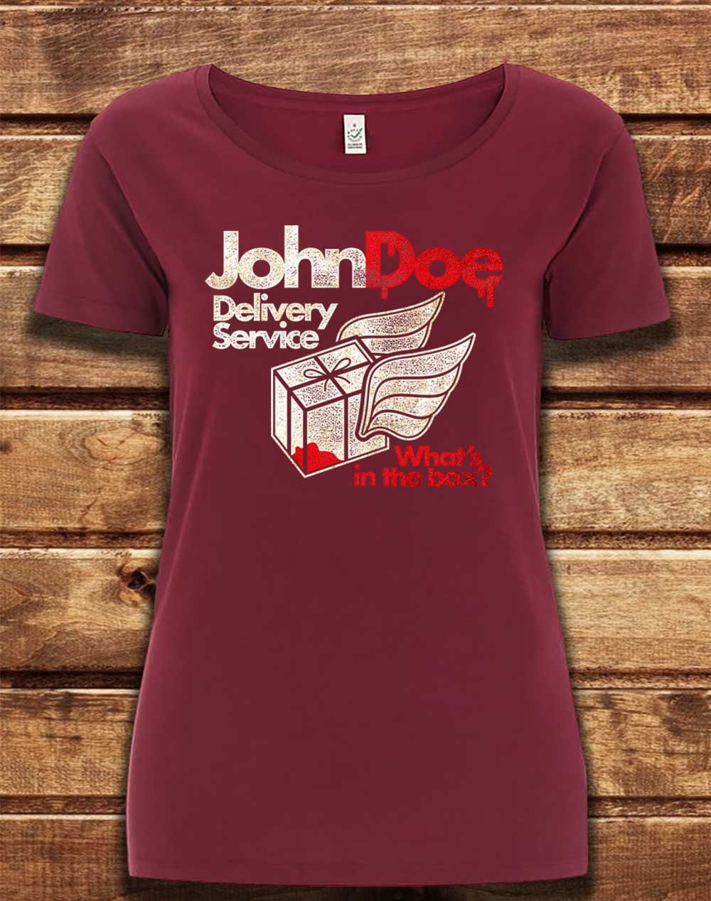 Burgundy - DELUXE John Doe Delivery Service Organic Scoop Neck T-Shirt