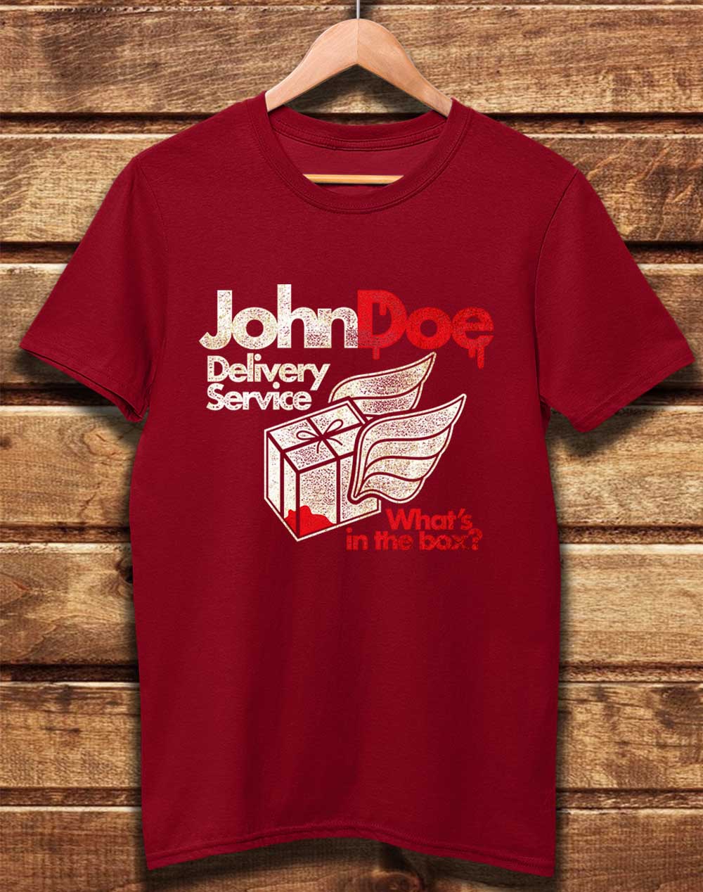 Dark Red - DELUXE John Doe Delivery Service Organic Cotton T-Shirt