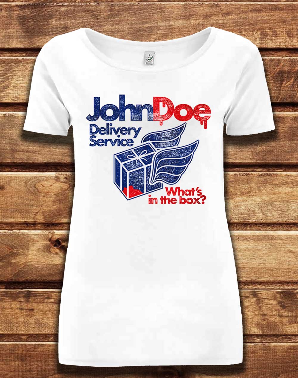 White - DELUXE John Doe Delivery Service Organic Scoop Neck T-Shirt
