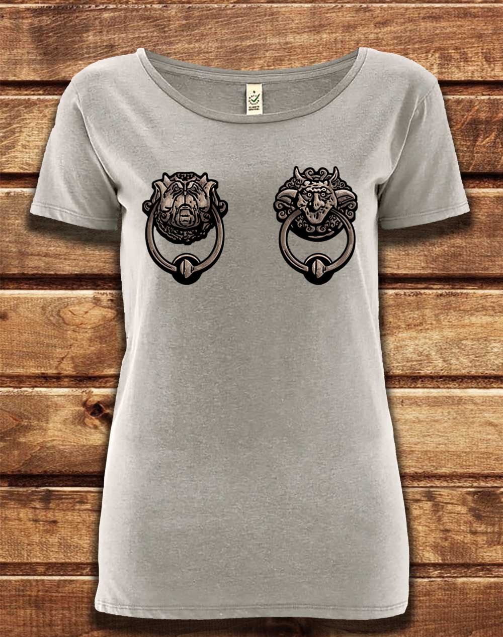 Melange Grey - DELUXE Knockers Organic Scoop Neck T-Shirt