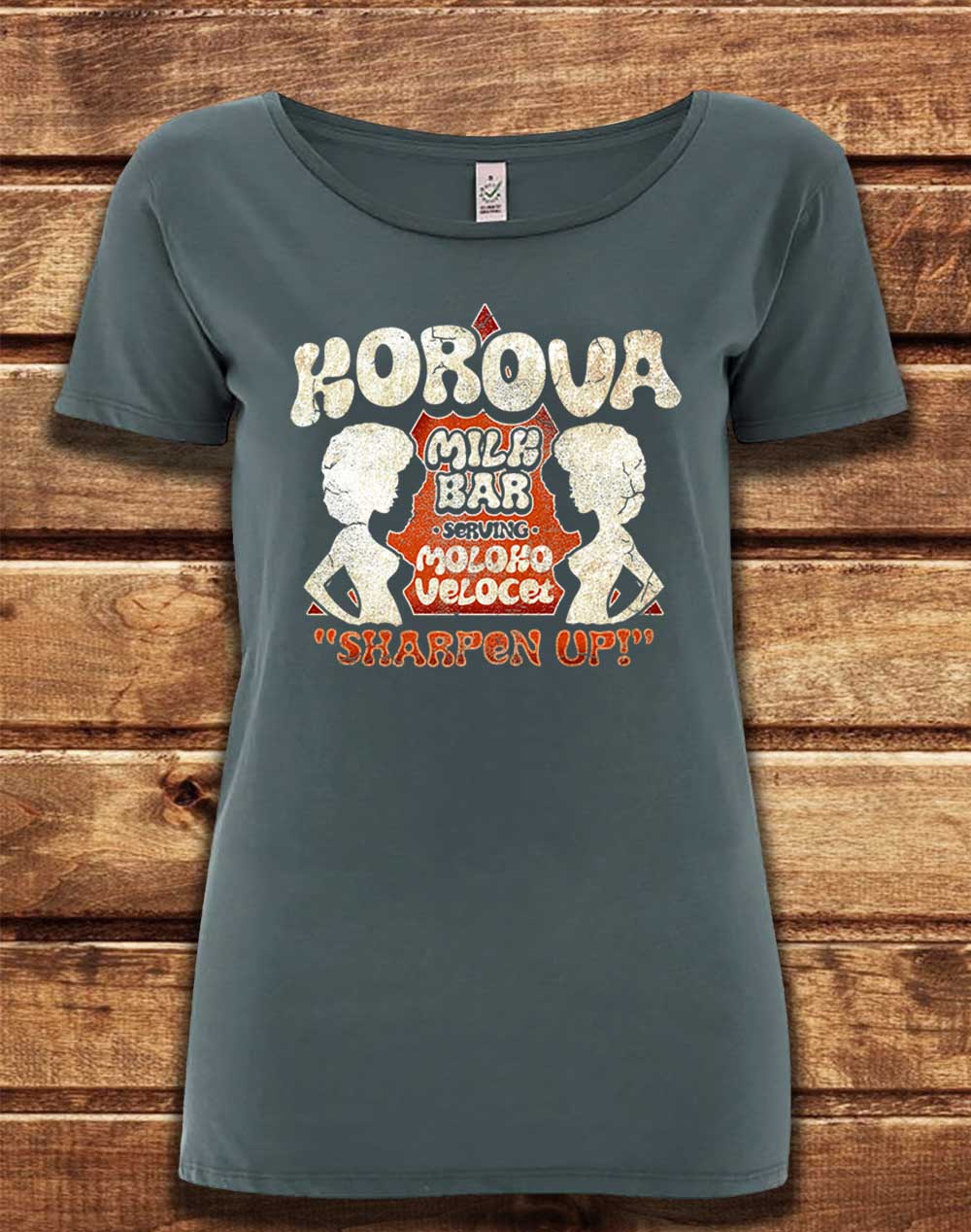 Light Charcoal - DELUXE Korova Milk Bar Organic Scoop Neck T-Shirt