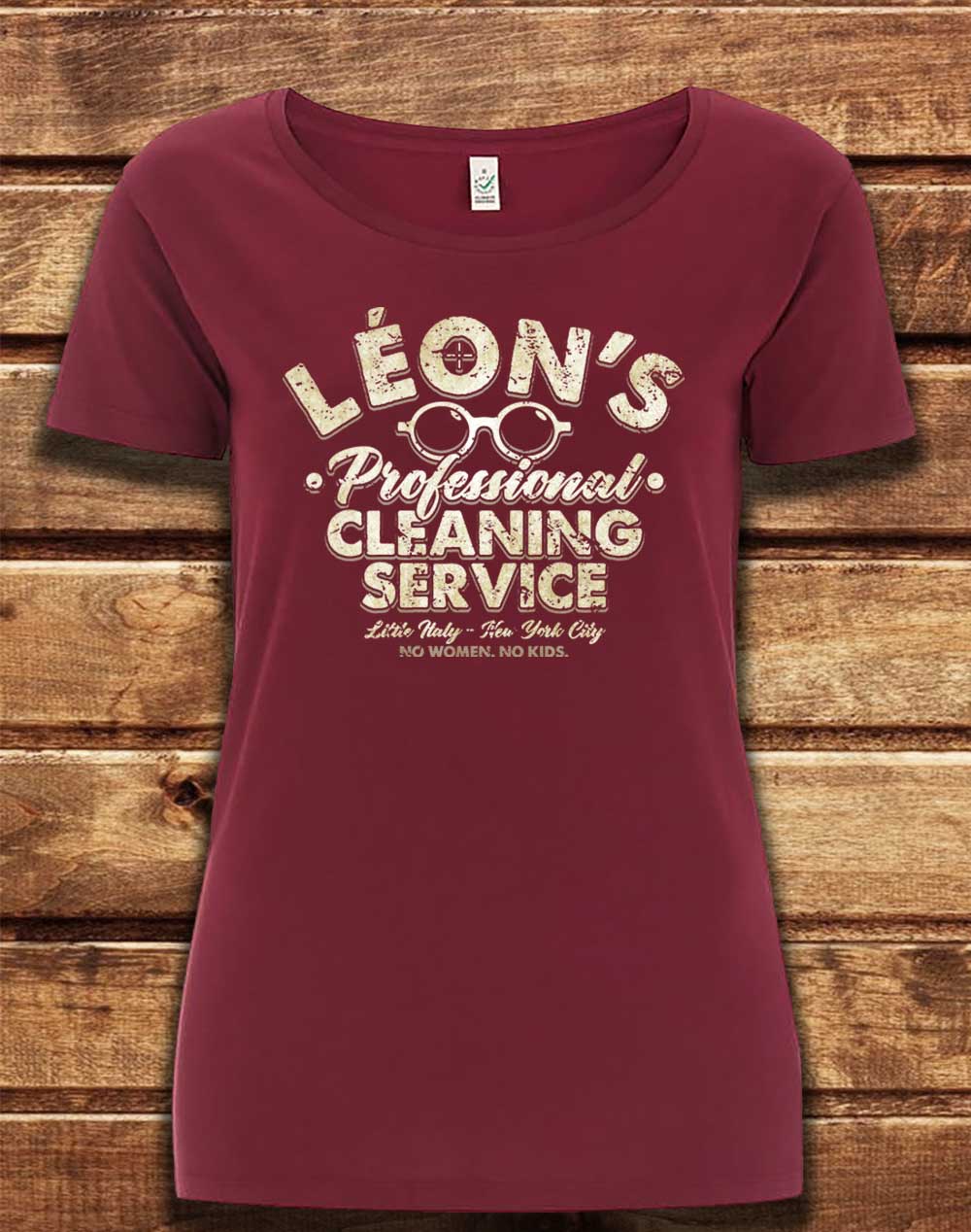 Burgundy - DELUXE Leon's Professional Cleaning Organic Scoop Neck T-Shirt