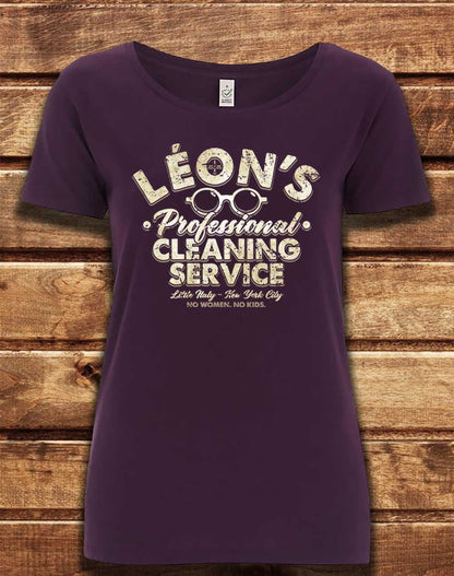 Eggplant - DELUXE Leon's Professional Cleaning Organic Scoop Neck T-Shirt