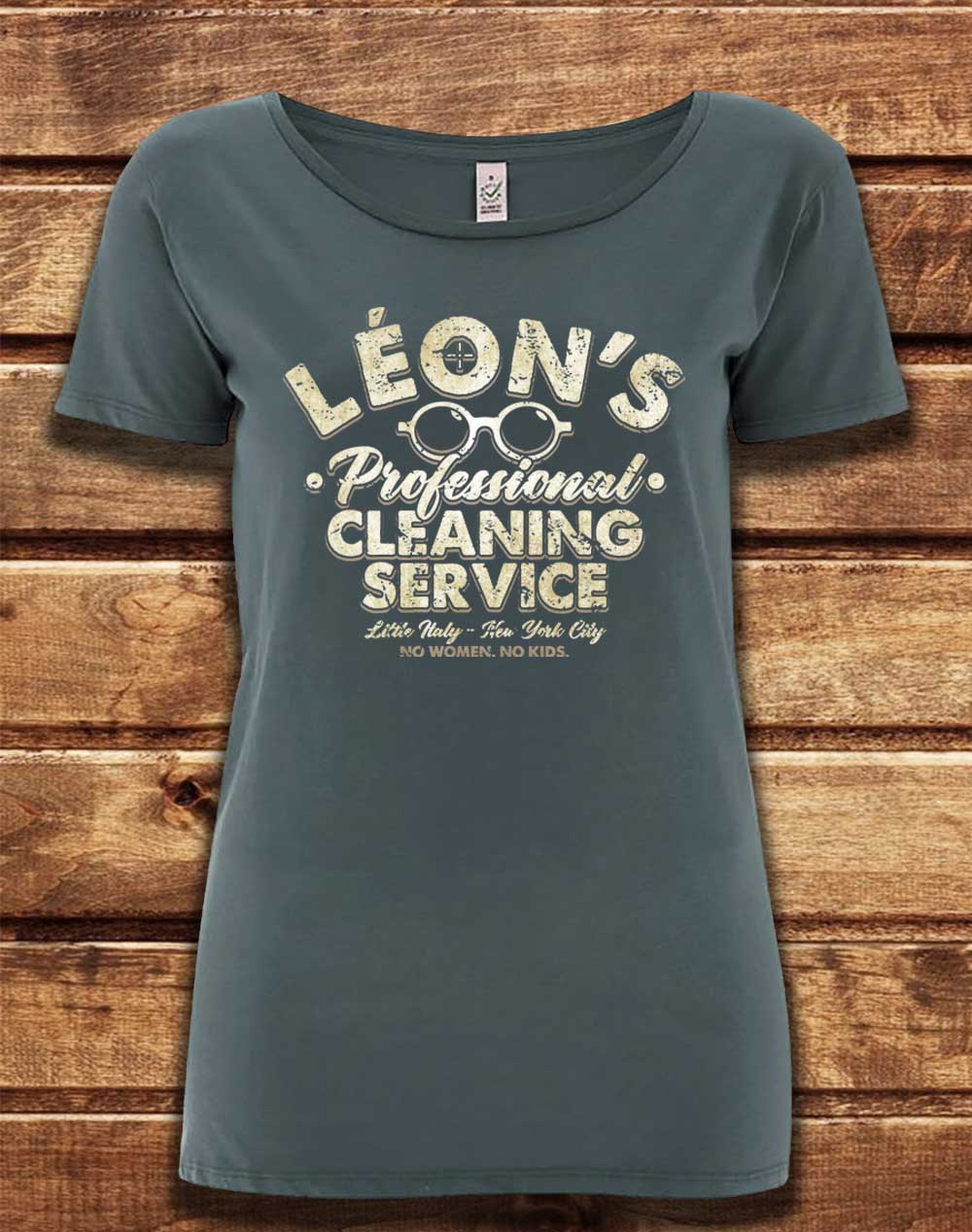 Light Charcoal - DELUXE Leon's Professional Cleaning Organic Scoop Neck T-Shirt