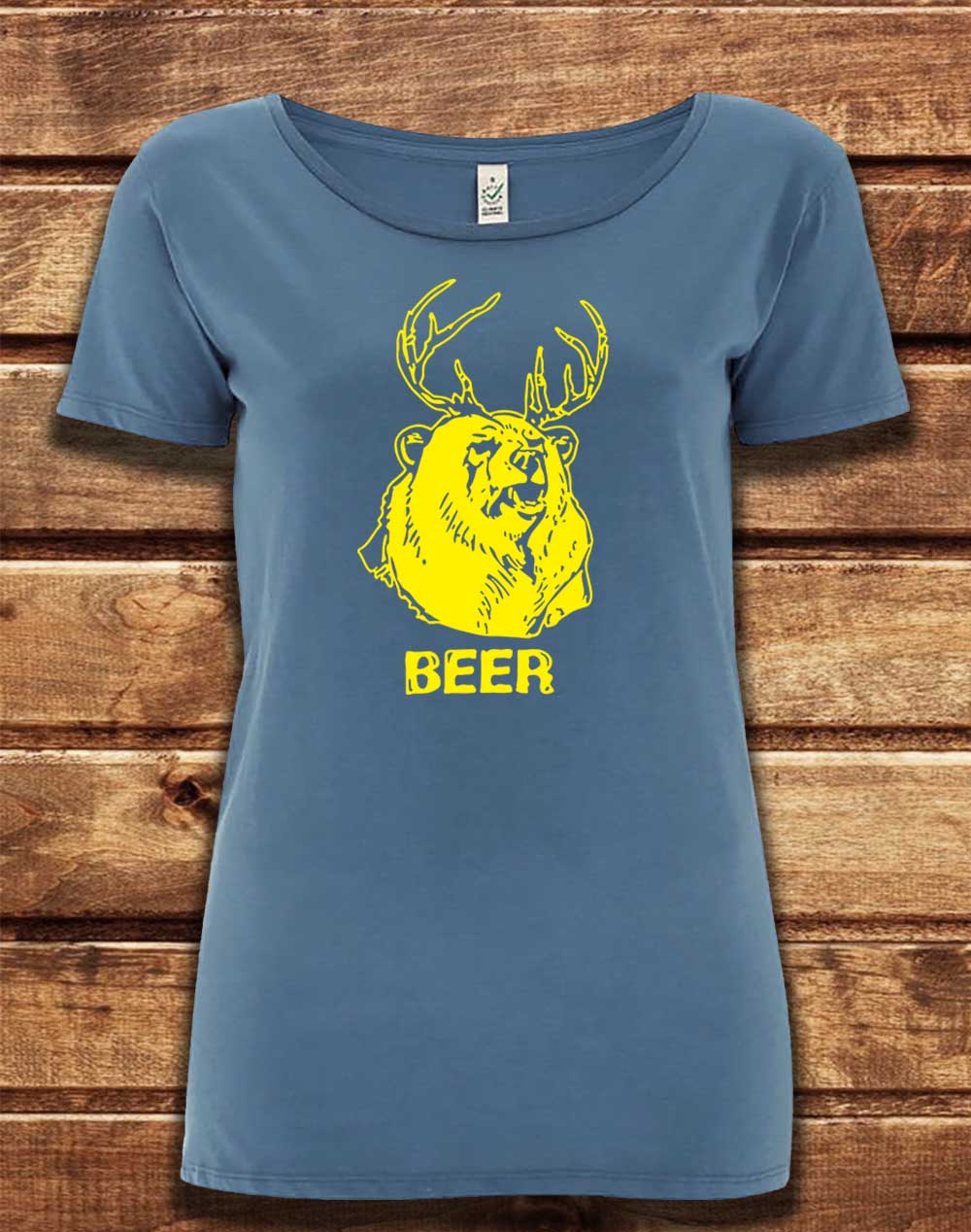 Faded Denim - DELUXE Mac's Beer Organic Scoop Neck T-Shirt