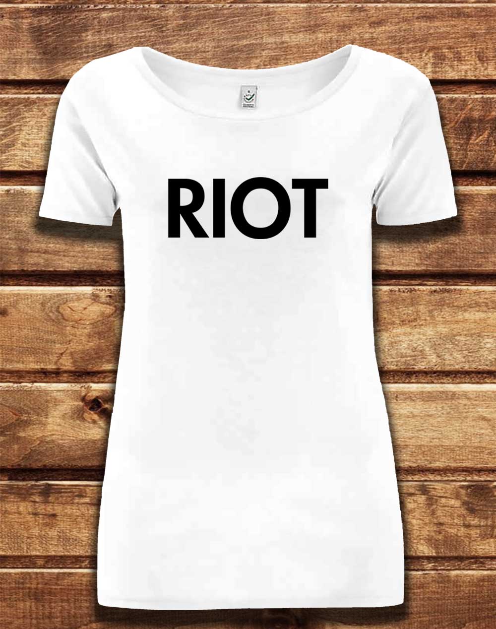 White - DELUXE Mac's Riot Organic Scoop Neck T-Shirt