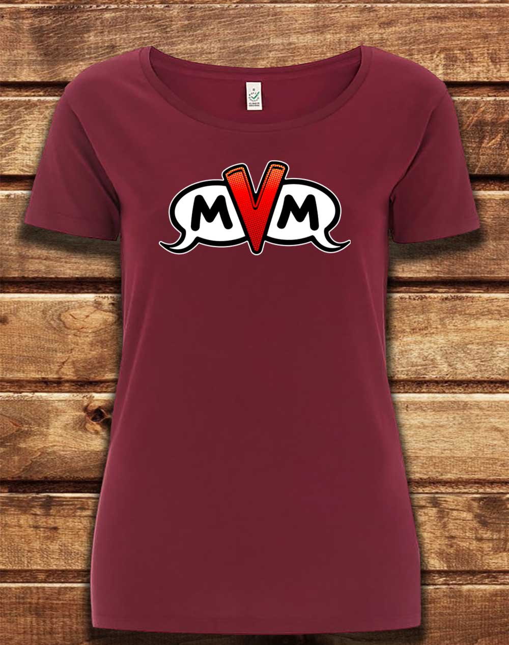 Burgundy - DELUXE MvM Logo Organic Scoop Neck T-Shirt