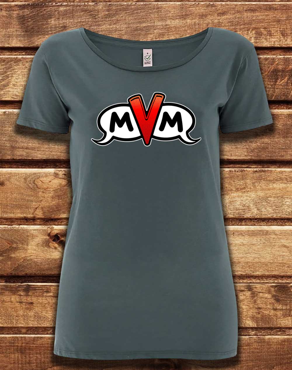 Light Charcoal - DELUXE MvM Logo Organic Scoop Neck T-Shirt