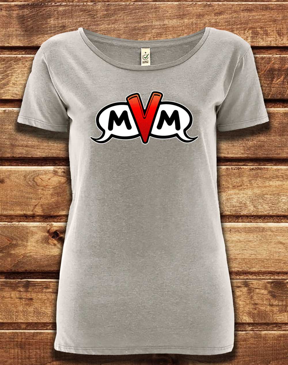 Melange Grey - DELUXE MvM Logo Organic Scoop Neck T-Shirt