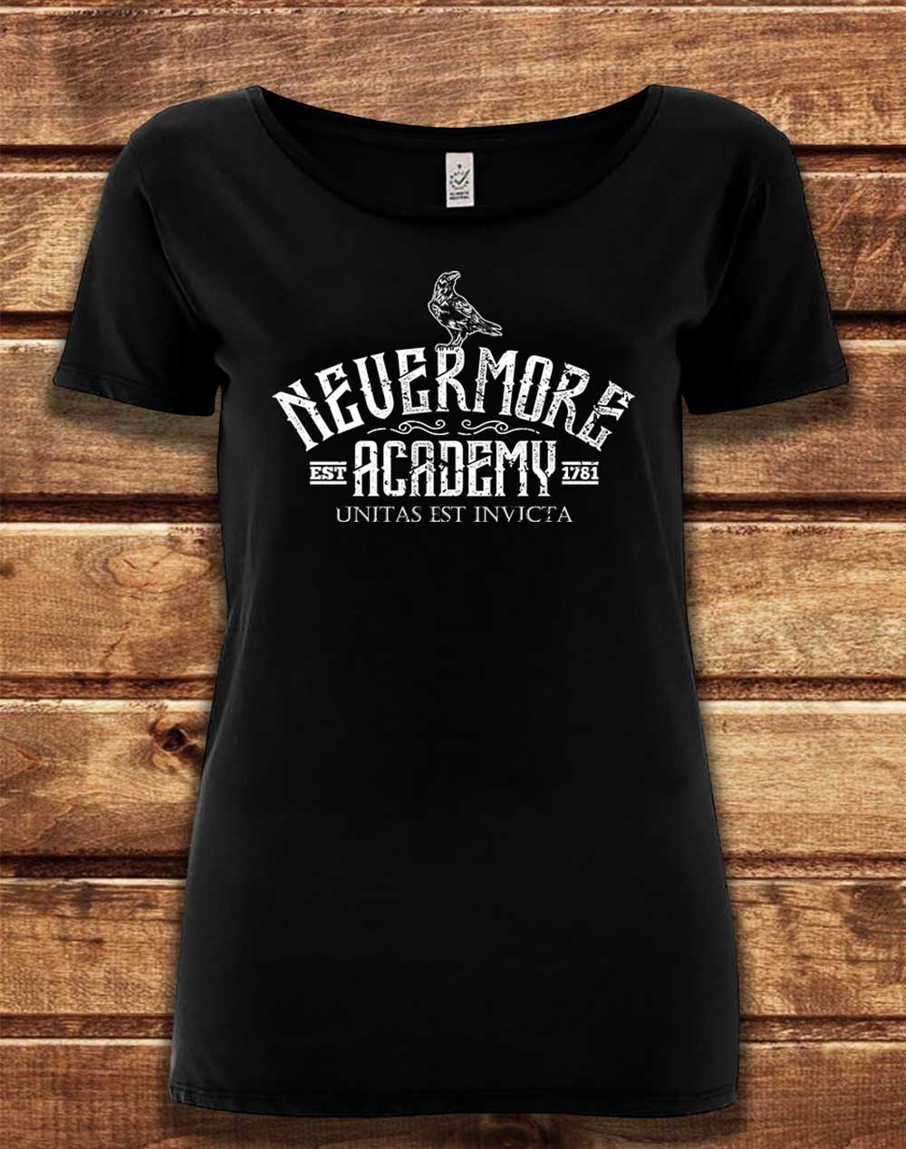 Black - DELUXE Nevermore Academy Organic Scoop Neck T-Shirt
