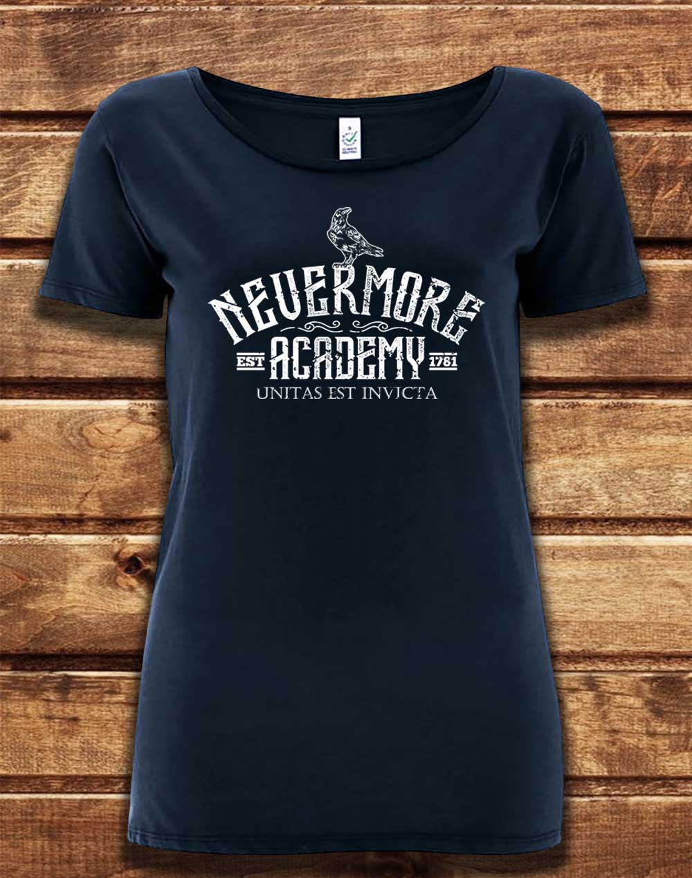 Navy - DELUXE Nevermore Academy Organic Scoop Neck T-Shirt