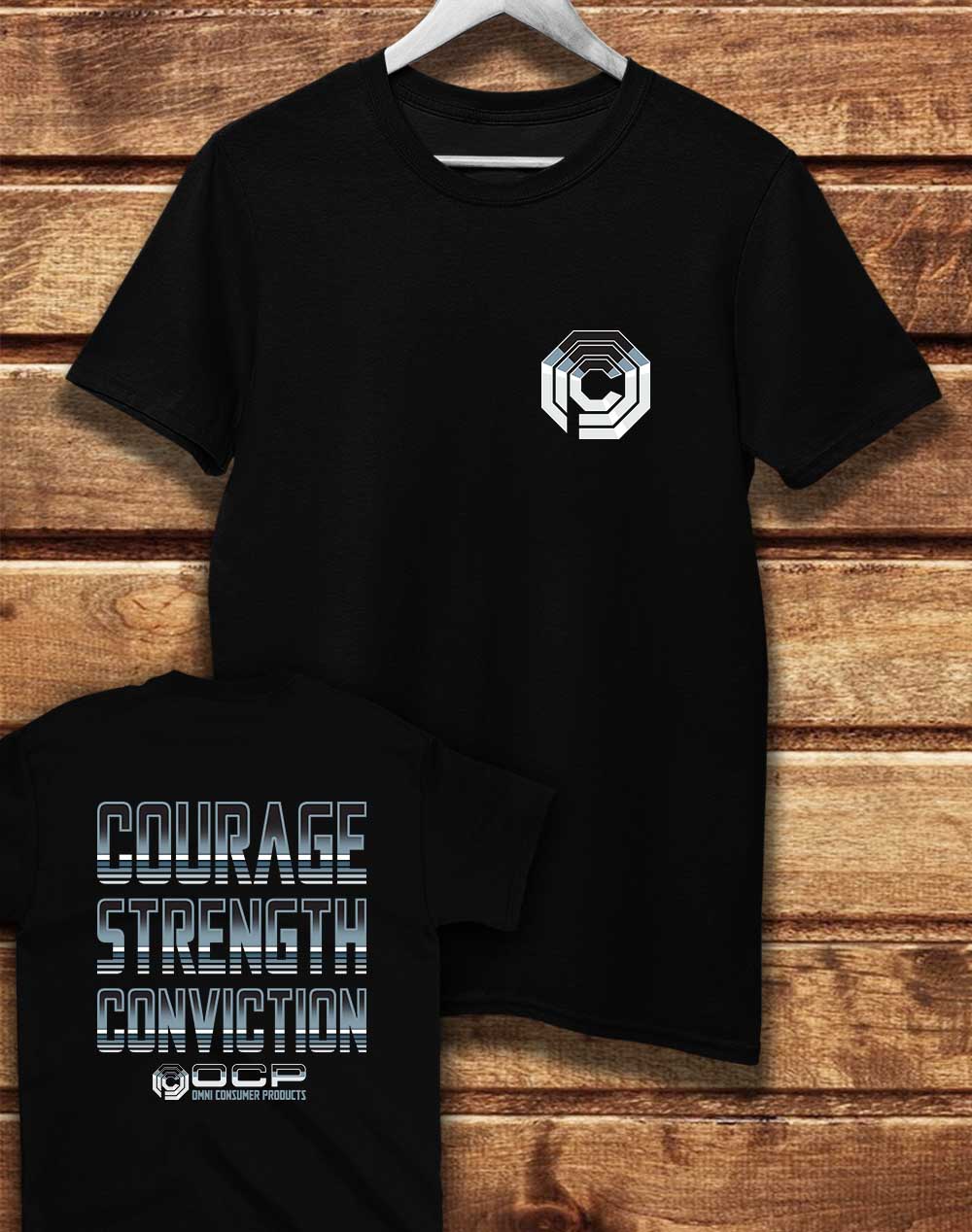 Black - DELUXE OCP Courage Strength Conviction with Back Print Organic Cotton T-Shirt