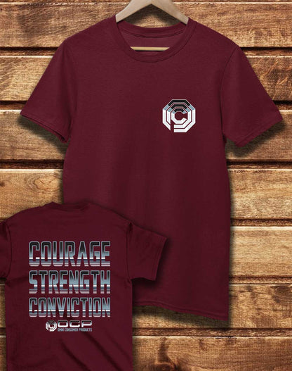 Burgundy - DELUXE OCP Courage Strength Conviction with Back Print Organic Cotton T-Shirt