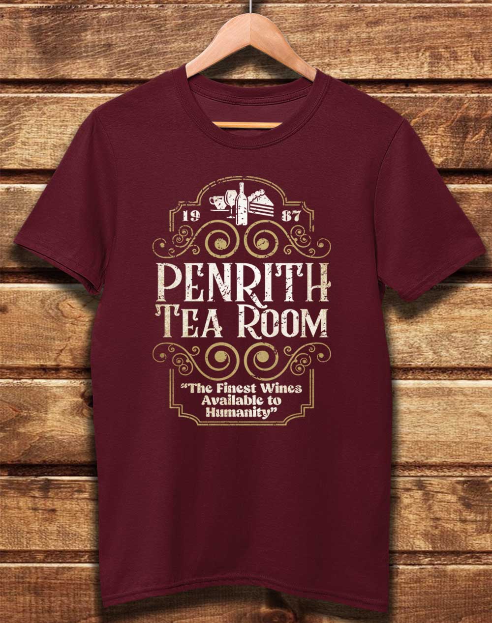 Burgundy - DELUXE Penrith Tea Room 1987 Organic Cotton T-Shirt