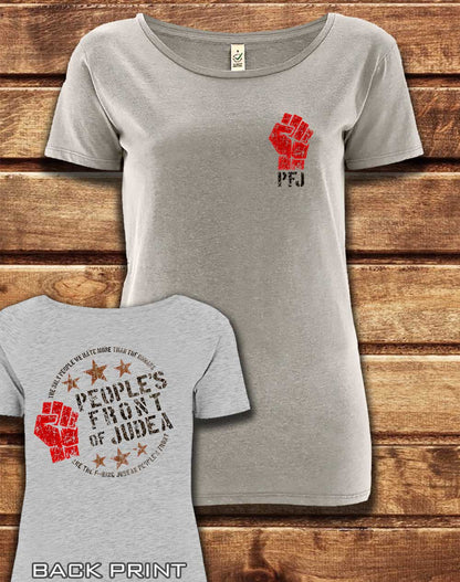 Melange Grey - DELUXE People's Front of Judea with Back Print Organic Scoop Neck T-Shirt