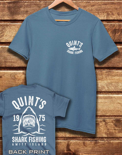 Faded Denim - DELUXE Quint's Shark Fishing with Back Print Organic Cotton T-Shirt