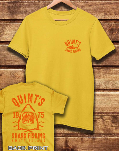 Yellow - DELUXE Quint's Shark Fishing with Back Print Organic Cotton T-Shirt