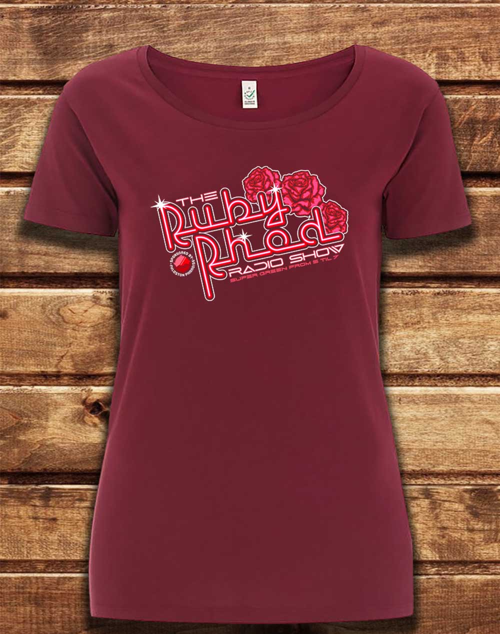 Burgundy - DELUXE Ruby Rhod Radio Show Organic Scoop Neck T-Shirt