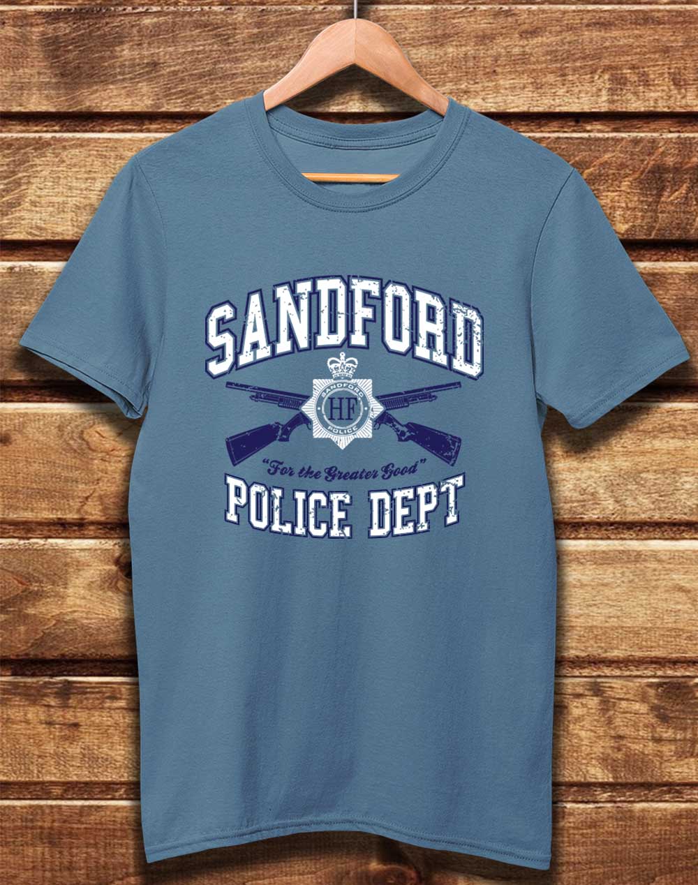 Faded Denim - DELUXE Sandford Police Dept Organic Cotton T-Shirt