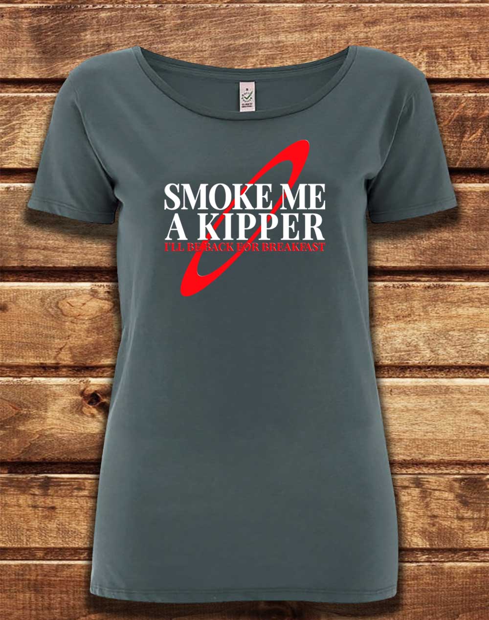 Light Charcoal - DELUXE Smoke Me a Kipper Organic Scoop Neck T-Shirt