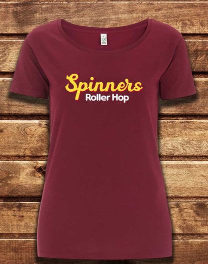 Burgundy - DELUXE Spinners Roller Hop Organic Scoop Neck T-Shirt